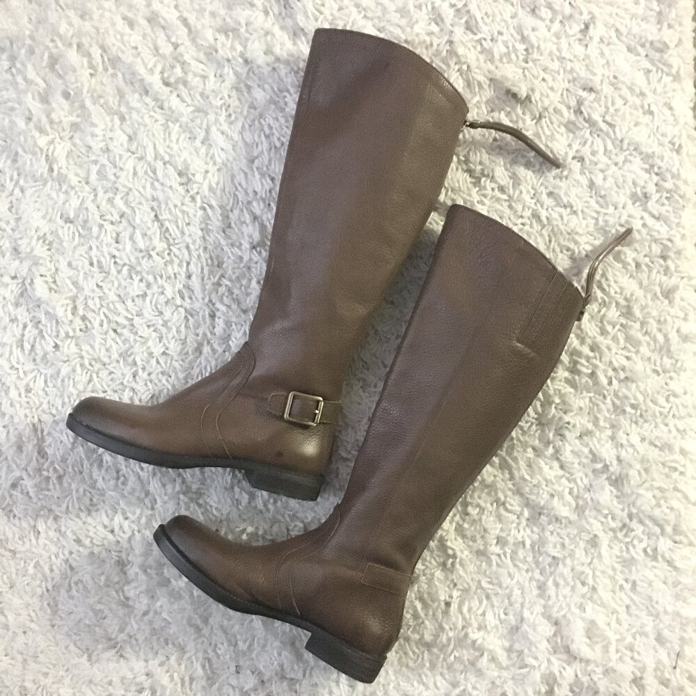 Vintage Franco Sarto Brown Leather Tall Boots 5 90s Y2K Fairygrunge Boho